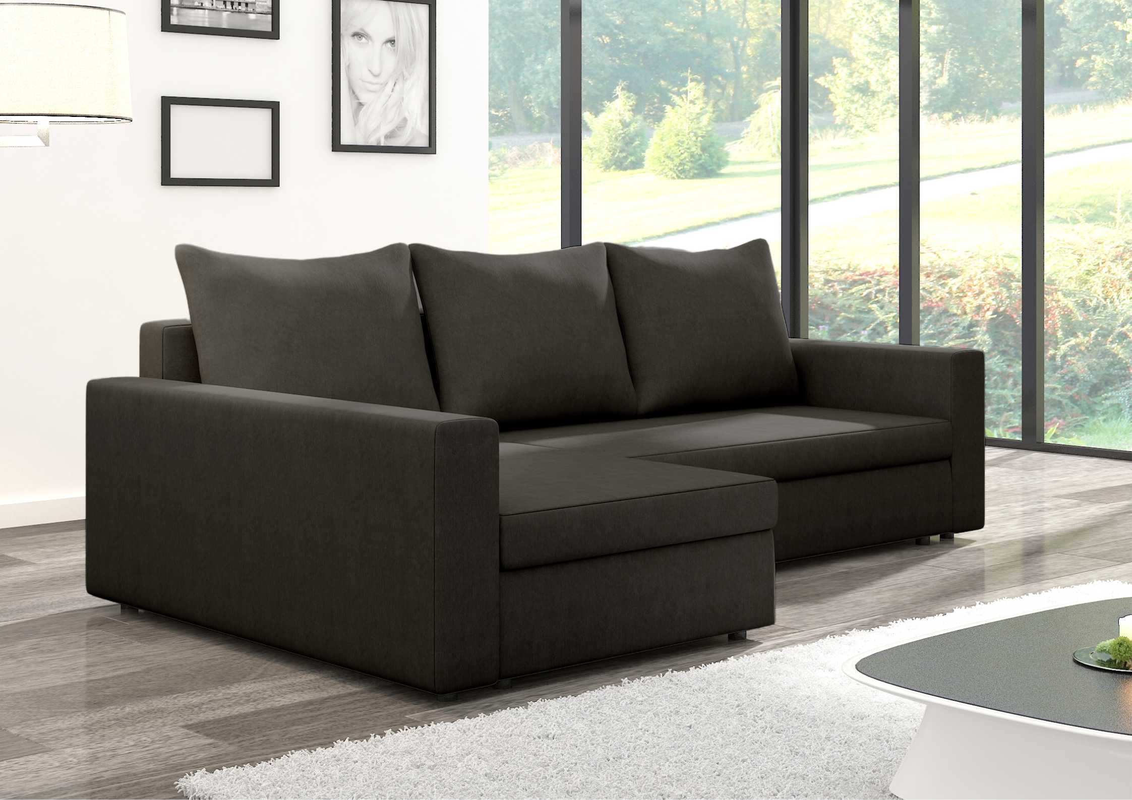 Klasyczny czarny narożnik rozkładany